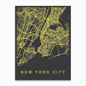 New York City Map Neon Canvas Print
