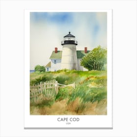 Cape Cod 3 Watercolour Travel Poster Canvas Print