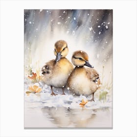 Ducklings In The Rain 2 Canvas Print