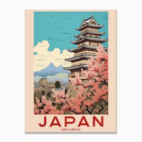 Gifu Castle, Visit Japan Vintage Travel Art 2 Canvas Print