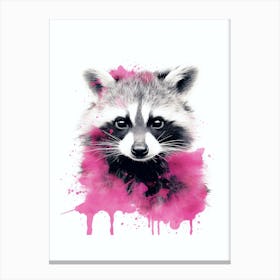 Pink Raccoon Illustration 2 Canvas Print