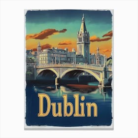 Aihrgdesign A Vintage Travel Poster Of Dublin 1 Canvas Print