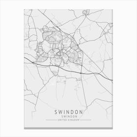 Swindon City Map Canvas Print