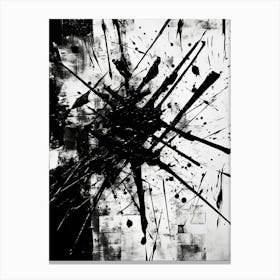 Chaos Abstract Black And White 9 Canvas Print
