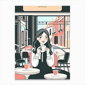 Coffee Shop Girl Canvas Print