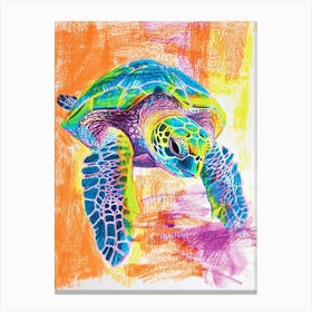 Rainbow Turtle Scribble Crayon Drawing 8 Canvas Print