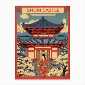 Shuri Castle, Japan Vintage Travel Art 4 Canvas Print