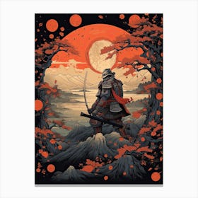 Samurai Ukiyo E Style Illustration 3 Canvas Print