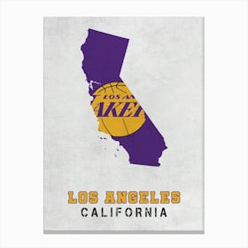 Los Angeles Lakers California State Map Canvas Print