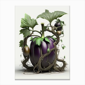 Eggplant With Vines Canvas Print