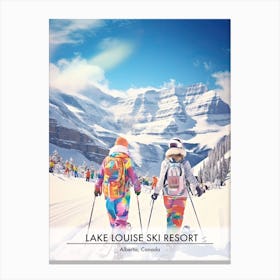 Lake Louise Ski Resort   Alberta Canada, Ski Resort Poster Illustration 0 Canvas Print