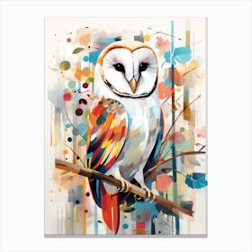 Bird Painting Collage Barn Owl 2 Canvas Print