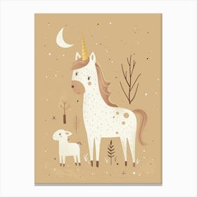 Unicorn & Animal Friends Muted Pastel 1 Canvas Print