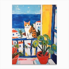 Painting Of A Cat In Hammamet Tunisia 4 Canvas Print