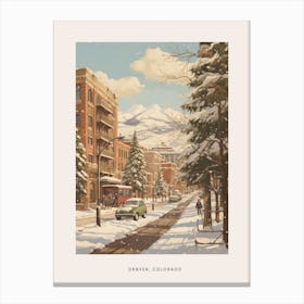 Vintage Winter Poster Denver Colorado Canvas Print