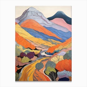 Mullach Nan Coirean Scotland Colourful Mountain Illustration Canvas Print