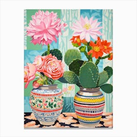 Cactus Painting Maximalist Still Life Acanthocalycium Cactus 3 Canvas Print