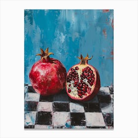 Pomegranate Checkered Blue  3 Canvas Print