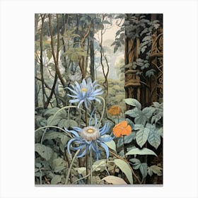 Vintage Jungle Botanical Illustration Passion Flower 4 Canvas Print