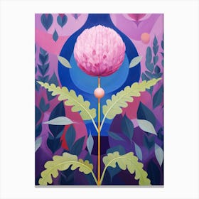 Globe Amaranth 1 Hilma Af Klint Inspired Pastel Flower Painting Canvas Print