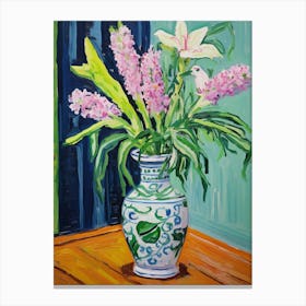 Flowers In A Vase Still Life Painting Lavender Canvas Print