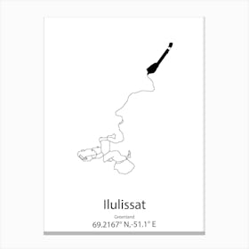 Ilulissat,Greenland Minimalist Map Canvas Print