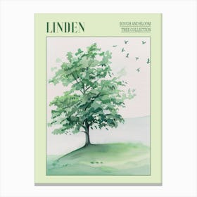 Linden Tree Atmospheric Watercolour Painting 7 Poster Canvas Print