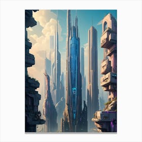 Shining Skyscrapers Shove Aside The Ruins Canvas Print