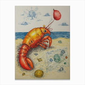 Lobster On The Beach Canvas Print