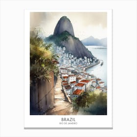 Rio De Janeiro, Brazil 7 Watercolor Travel Poster Canvas Print