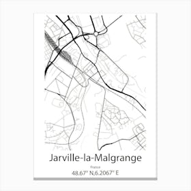 Jarville La Malgrange,France Minimalist Map Canvas Print