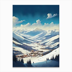 Steamboat Ski Resort   Colorado, Usa, Ski Resort Illustration 0 Simple Style Canvas Print