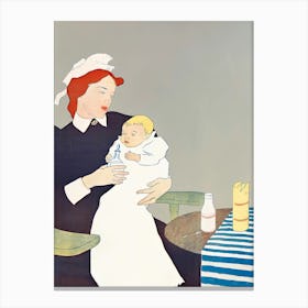 Mother Feeding Baby Illustration, Edward Penfield Canvas Print