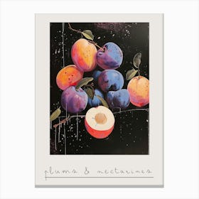 Plums & Nectarines Art Deco Inspired 2 Poster Canvas Print