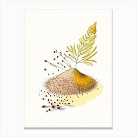 Mustard Seed Spices And Herbs Pencil Illustration 4 Canvas Print