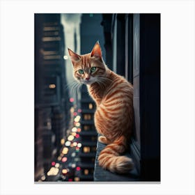 Cat On A Ledge Canvas Print