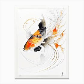 Kawarimono Hikari Koi Fish Minimal Line Drawing Canvas Print