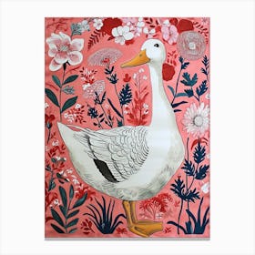 Floral Animal Painting Duck 3 Canvas Print