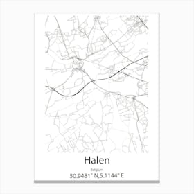 Halen,Belgium Minimalist Map Canvas Print