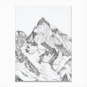 Gasherbrum Pakistan China Line Drawing 3 Canvas Print