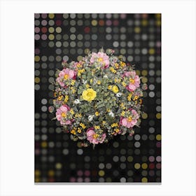 Vintage Yellow Sweetbriar Rose Flower Wreath on Dot Bokeh Pattern n.0858 Canvas Print