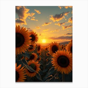 Sunflowers At Sunset 1 Canvas Print