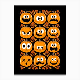 Funny Pumpkins Emojis - Halloween Canvas Print