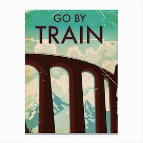 Go By Train Vintage travel poster Canvas Print