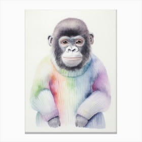 Baby Animal Watercolour Gorilla 2 Canvas Print