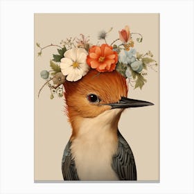 Bird With A Flower Crown Dipper 4 Canvas Print