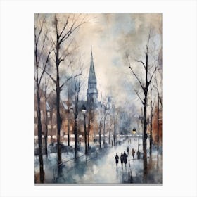 Winter City Park Painting Westerpark Amsterdam Netherlands 2 Canvas Print