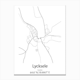 Lycksele,Sweden Minimalist Map Canvas Print