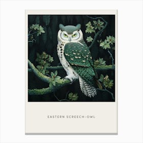 Ohara Koson Inspired Bird Painting Eastern Screech Owl 4 Poster Canvas Print
