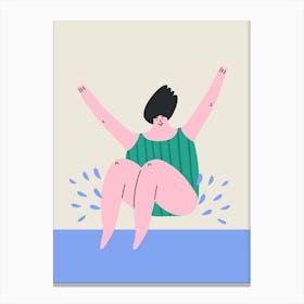 Illustration Of A Woman Swimming Canvas Print